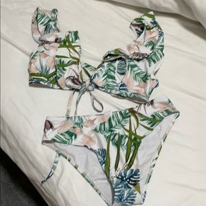Floral bikini top+bottom
